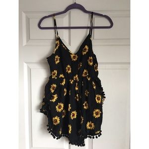 NWT Zaful sunflower boho hippie romper